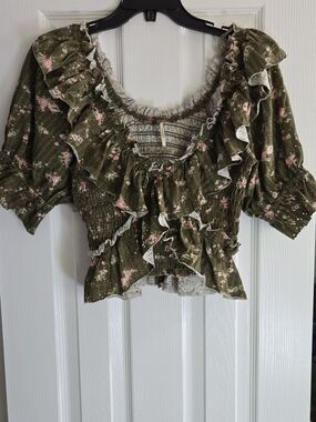 Free People Favorite Girl Floral Ruffle Top